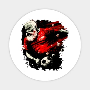 Santa Claus Sports Player - Soccer Futball Football - Graphiti Art Graphic Trendy Holiday Gift Magnet